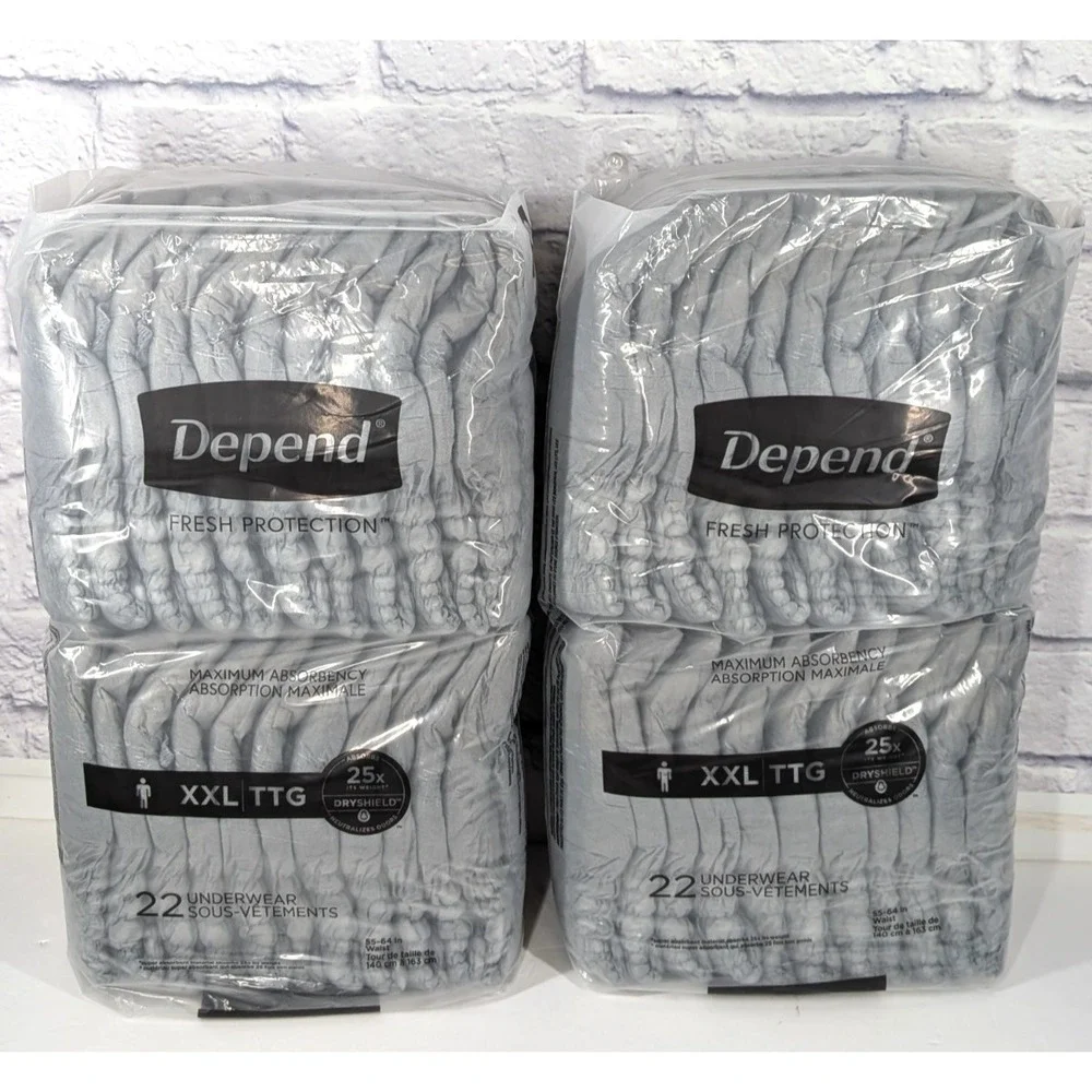 BULK 44 TOTAL🚨Depends Real Fit Incontinence Briefs Men XXL Maximum Underwear